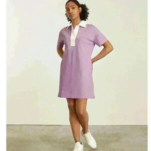 Everlane The Organic Cotton Short Sleeve Polo Dress Pink/Purple Size Small